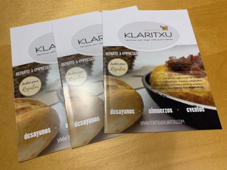 Diseño de carta para Tortillas Klaritxu | Alunarte diseño y comunicación | Vitoria-Gasteiz
