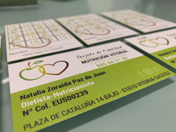 Diseño tarjetas de fidelización | Nutrición Vitoria | Vitoria-Gasteiz