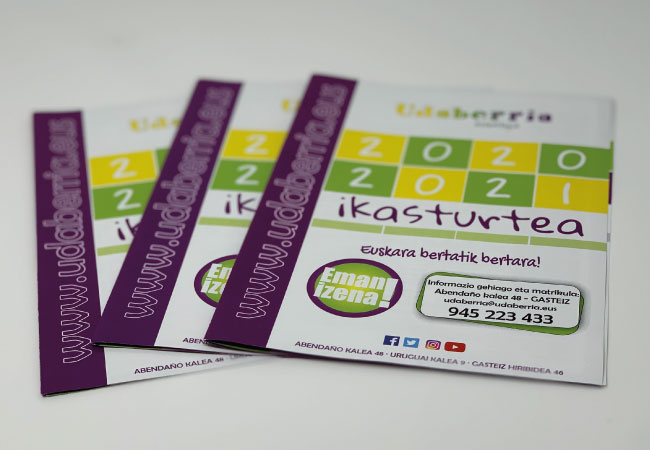 Diseño de dípticos y flyers para Udaberria Euskaltegia | ALUNARTE diseño y comunicación | Vitoria-Gasteiz