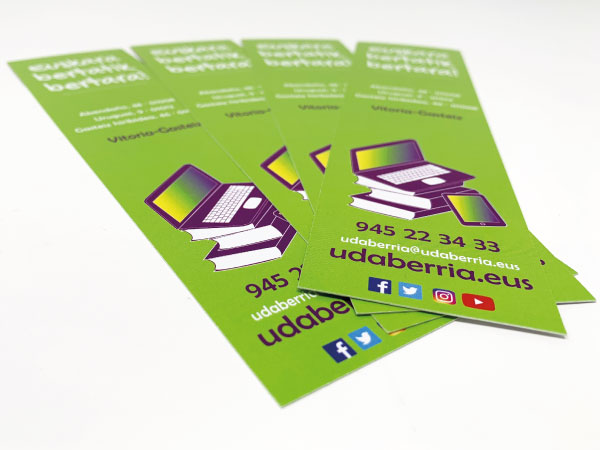 Marcapáginas personalizados para Udaberria Euskaltegia | Alunarte diseño y comunicación